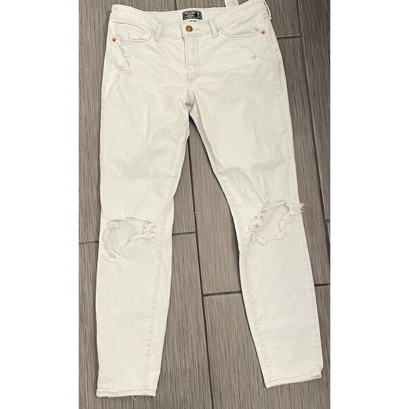 Abercrombie & Fitch Womens White Washed Blue Skinny Jeans Size 28/6 - Picture 1 of 7